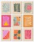 Abstract Botanical Prints Set of 9, Colorful Eclectic Gallery Wall Art Wavy Flower Floral Plant Wall Decor, Aesthetic Bedroom Decor Canvas Artwork Painting, Maximalist Art Prints & Posters for Boho